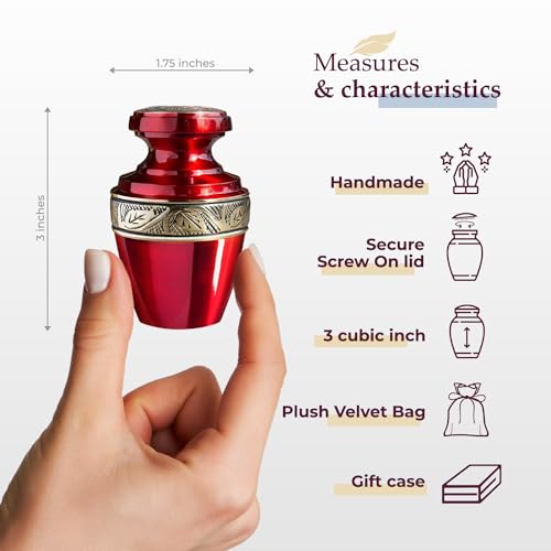 Image of Trupoint Memorials Cremation Urns for Human Ashes, Funeral Memorial Urn for Male and Female, Decorative Burial Grecian Urn Collection for Adult Men & Women - Grecian Red and Gold, 1 Keepsake