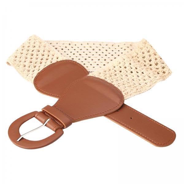 3xElasticated Cinch Belt 3" Wide Stretch Waist Band Pin Clasp Buckle Brown-image-22
