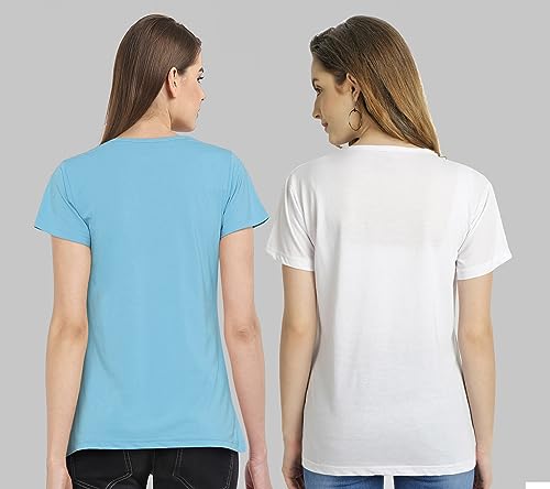 Image of Combo Women's T-Shirts, Cotton Half Sleeves Round-Neck Printed T-Shirt for Girls, & Women Tees (Pack of 2) 960-980-