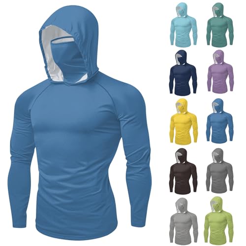 Cambkatl Men's Face Cover Rash Guard Hoodies UPF 50+ Sun Protection Long Sleeve Outdoor Fishing Zipper Side Sun Shirts2