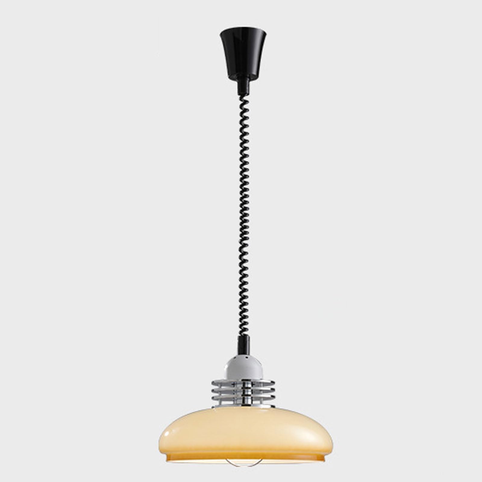 RSZCSMO Milk Tea-Colored High-Transparency Glass Pendant Light 13.78in Adjustable Bedside Hanging Lamp Bar Counter, Study, Corridor Lighting Fixture