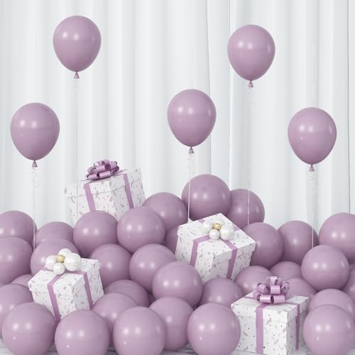 Image of Dusty Purple Balloons 5inch Taro Purple Balloon 60pcs Mini Small Round Retro Lavender Lilac Latex Balloon for Arch Garland Retro Boho Birthday Party Decoration Wedding Baby Bridal Shower Bachelorette