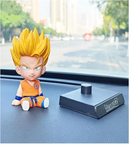 Image of Super Hero Action Figure Limited Edition Bobblehead with Mobile Holder for Car Dashboard, Office Desk & Study Table (Goku)