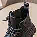Fashion Lace up Ankle Boots for Girls:Solid Color Lightweight Slip On Hiking Shoes School Outdoor Party Dress Footwear Winter（Size11,Black