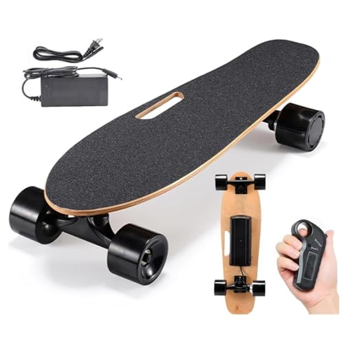 Hydravex Patineta eléctrica con Control Remoto, Motor sin escobillas de 350 W, Longboard eléctrico, Velocidad máxima de 21 km/h, patineta Cruiser portátil, 3 velocidades Ajustables, 7 Capas de Arce