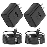 Samsung 45W Super Fast Charger USB C Android Phone Charger Fast Charging for Samsung Galaxy S25/S25 Ultra/S25+/S24 Ultra/S24/S24+/S23 Ultra/S23/S22/S20/S21/Note 10,Galaxy Tab, 6.6ft C Cable