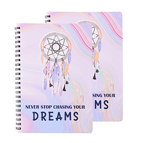Image of Papboo A5 Handy, Easy to Carry,Dreams, Dream Catcher Spiral Wiro Notebook Pack of 2 : 100 GSM Natural Shade Paper, Dot Grid, 120 * 2 = 240 Pages, Journal, Diary, Gift