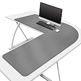 CENNBIE Dual Sided L Shaped Desk Pad,90 x 100 x 33 cm Corner Leather Desk Pad,l Shaped Desk Gaming mat,Waterproof l Shaped Leather Mouse pad,Home Office Accessories Corner Desk Mat(Grey)
