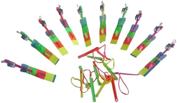 YOOKO® ( Pack of 10 Pcs Led Light Helicopter Flying Toys/Lighting Sling Shot Gulel for Kids/Just Bend Back Part Down Push Down to Light Up and Shot for The Stars Such A Neat Toy Hours of Fun-image-1