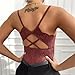 Borniu Women's Lace Bralette Sexy V Neck Unpadded Wirefree Longline Bra Strap Crop Tops Stretchy Camisoles Everyday Lingerie Red