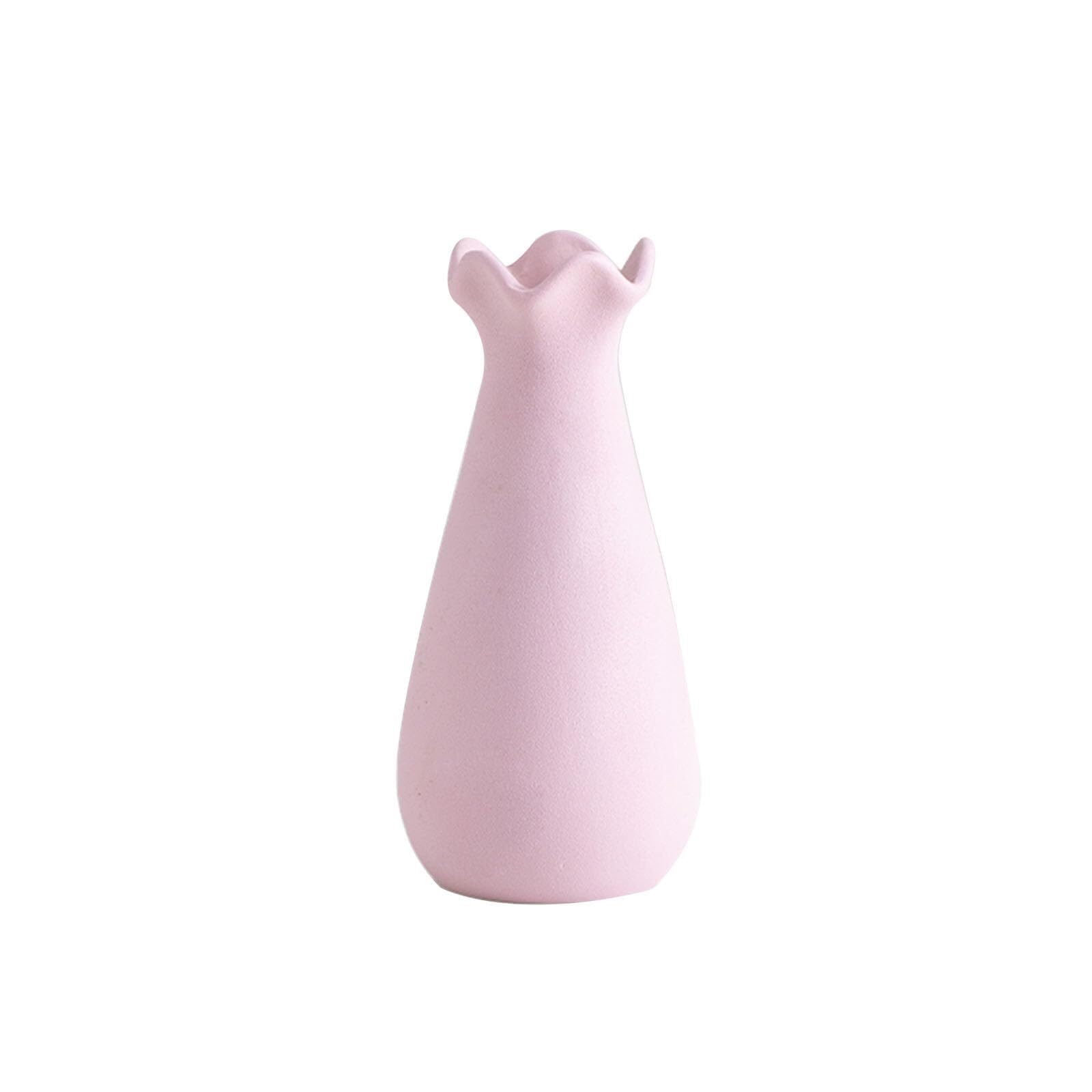 Vase Violet en céramique rose, vase vintage déco maison de 19cm