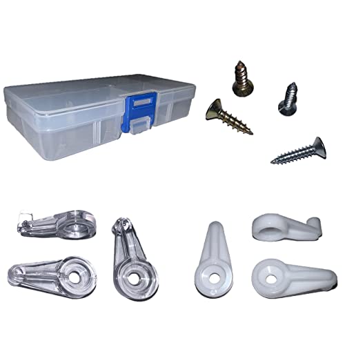 Image of JSglobal Glass pane window screen clips, 60 pack Mirror hanging kit, mirror hanging hardware in compact container. 4mm Mirror clips with screws for frame fasteners, glass fasteners & mirror fasteners.