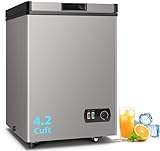 Chest Freezer, 4.2 Cu Ft Compact Deep Freezer With Fast Cooling & Convenient Pulley, Perfect for Kitchen Parlor, Small Freezer With Low Noise & Energy Saving, Titanium Gray