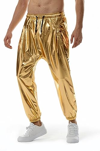 R*h様 ✅80s~00s England G-Force Design Pan GRAJTCIN Metallic Shiny Jogger Sweatpants for Men 70s/80s