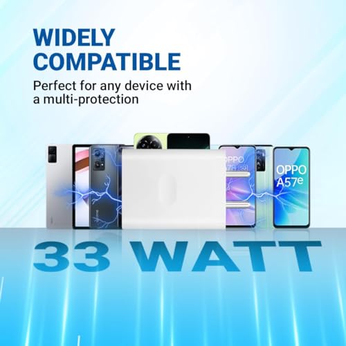 Image of 33W Fast Charging Adapter Supervooc Adapter Connecter Type - USB Type A to Type C Compatible with Op Po A77S & F11,White