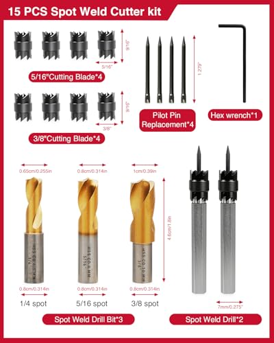 18 PCS Titanium Coated Spot Weld Cutter Set