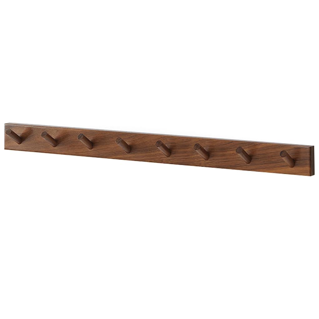 Solid Wood Coat Rack Wall Mount,Walnut Wood Coat Hooks Hanger 8hook