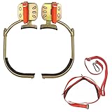 Pole Climbing Gear, Adjustable Cement Rod Foot Buckle with Safety Harness, Rubber Mat Tree Climbing Gear for Lineman, Seamless Manganese Steel Tube, Strong and Durable, Load: 120KG(Size:D)