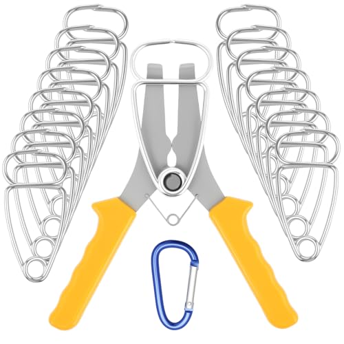 18Pcs Miter Spring Clamp and Pliers Kit, Stainless Steel Woodworking Spring Clamp with Carabiner for Woodworking Picture Frames Wood Trim Moldings