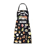 FUSTMW Sushi Apron I'm Just Here For The Sushi Chef Gifts Japanese Food Kitchen Cooking Making Apron with Pockets
