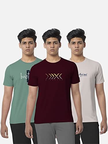 Image of BULLMER Black Trendy Typographic Printed Round Neck Half Sleeve Tshirt for Men