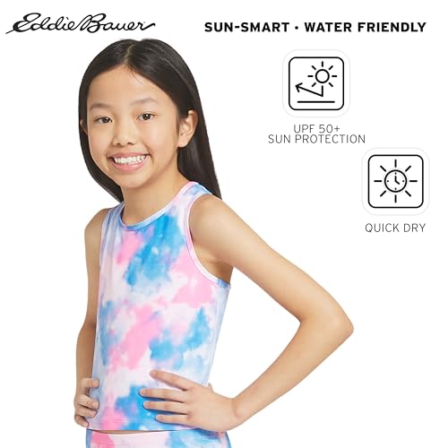 Image of Eddie Bauer Girls' UPF 50+ Swim Bikini Bottom and Racerback Tankini Set