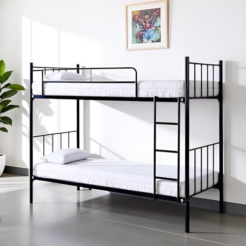 Spacecrafts® Twin Metal Powder Coated Space Saving Guest Bed | 1+1 Metal (Mild Steel) Bunker Cot Bed - Single - Frame only | Mattress not Included (Size: L:198, W:81, H:167 CM)