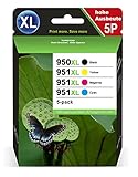 950XL 951XL Druckerpatronen Kompatibel für HP 950 951 XL Multipack Tintenpatrone für HP Officejet Pro 8600 8610 8100 8615 251dw 276dw 8620 Druckern Patronen(Schwarz,Cyan, Magenta, Gelb,5-Packungen)