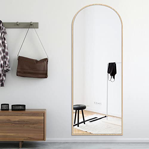 Pexfix Arched Full Length Mirror Arched Floor Mirror With Stand, Wall Mirror Standing, Leaning Hanging For Home And Office, 65"X22", Wood #TOP1