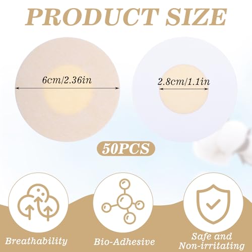 50 Pieces Nipple Pasties for Women, Round Self-Adhesive Nipple Covers Pasties Breast Cover Disposable Nipple Breast Pads Stickers No Show Bra Pad Nude2