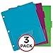 Five Star Binder Dividers, Flex, NotePocket, 3 Tabs, Colors Selected For You, 3 Pack (20016)