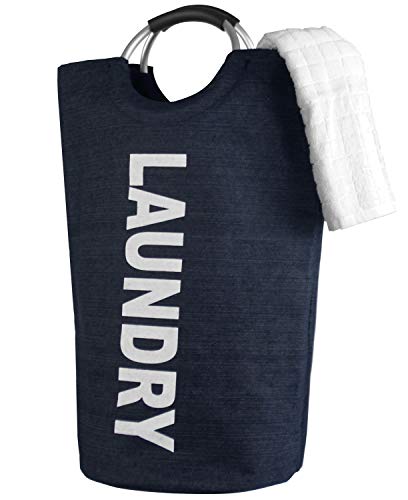 Gurfuy Foldable Natural Linen Fabric Laundry Hamper with Handlesï¼ŒWaterproof & Easy Taking Laundry Basket Bin for Clothes and Toys (Blue)â€¦