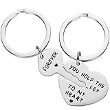 Stainless Steel Inpirational Mantra Lovers Couple Husband Wife Birthday Keychain Pendant Gift (You Hold The Key to My Heart Forever)