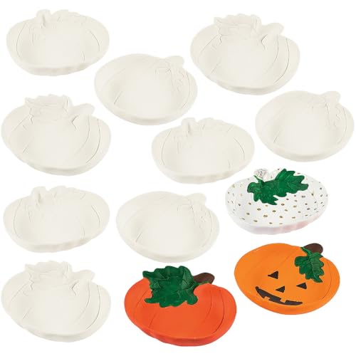 Fun Express DIY Ceramic Pumpkin Mini Bowls - Bulk Se of 12 - Fall and Halloween Crafts