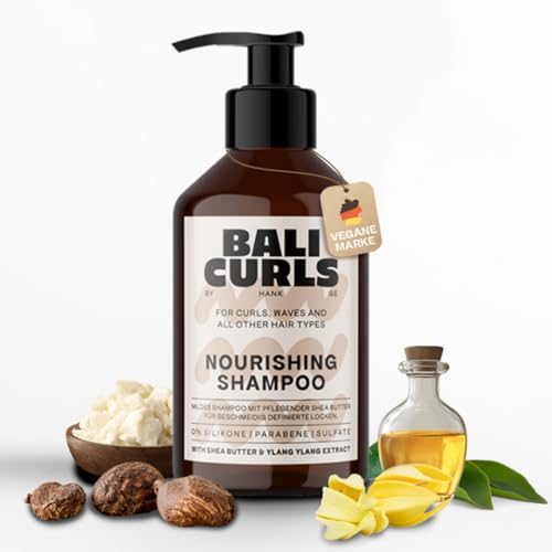 Bali Curls Nourishing Shampoo - Champú nutritivo para el cabello sin sulfatos, parabenos ni siliconas, champú de alta calidad para rizos naturales, detergente vegano para cabello suave y saludable