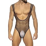Netzstoff Bodysuit für Männer ärmellos Herren Transparentes Design Fitness Workout Aktivitäten Männerbody Unterhemd Unterwäsche Tank Top Dessous