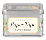 Cavallini Vintage Cats and Dogs Decorative Paper Tape with 5 Assorted Paper Tape Rolls