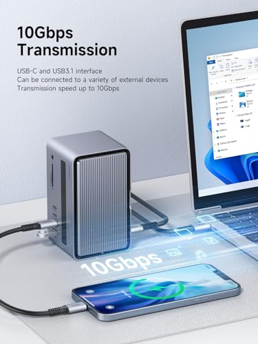 Estación de acoplamiento USB C con carcasa SSD M.2 y triple HDMI DP 4