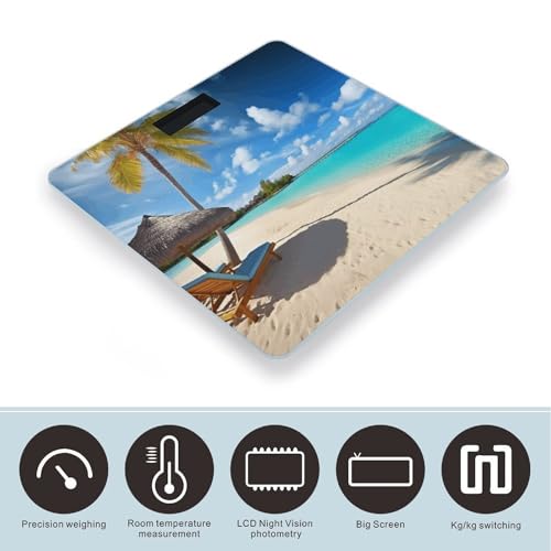 Báscula digital de baño con plataforma de vidrio templado tropical miniatura 3