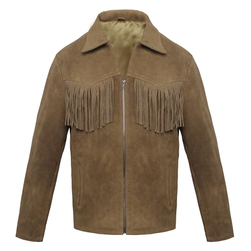 Image of Cowboy Western Jacket Classic Design with Fringe Accents Suede Fringe Leather Jacket Native American Jacket Men