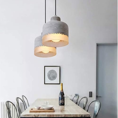 Suspension minimaliste moderne E26 en ciment véritable et résine pure - 6