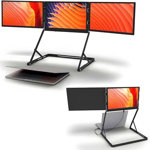 Image of Triple 15.6 inch Pro Premium Triple Portable Monitor Extender, Triple Screen Laptop Monitor Extender, 1080P FHD Portable Monitor for Lap Top with 360 Rotation Adjustable Viewing Angles