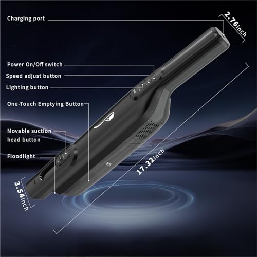 AYONTIN Cordless Handheld Vacuum, Lightweight Portable Hand Vacuum Cleaner with LED Light,Rechargeable Hand Held Vacuum with One-Touch Empty, Powerful Suction for Office,Home,Black by AYONTIN - Image 9
