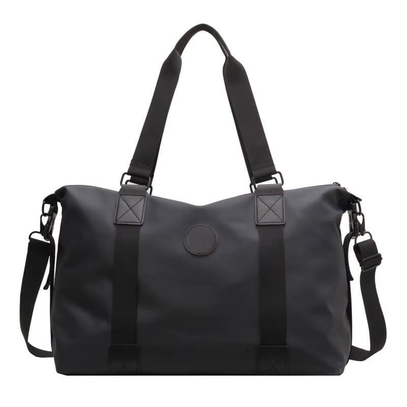 Nylon Travel Duffle Bag for Women & Men | Stylish Weekender Handbag with Shoulder Strap | Lightweight Multipurpose Gym, Office & Overnight Bag (Black)-image-36