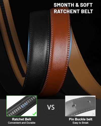 Image of BELTROAD Ratchet Belt Strap for Men Leather Belts Without Buckle | Only 1 3 /8 inch Replacement Belt Strap for 1.5 inch Buckle Men's Adjustable Leather Ratchet Belt for Jeans Pants Dress Casual Gifts