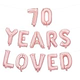 70 Years Loved Balloons, 16 Inch Rose Gold 70th Birthday Balloons, Happy 70th Birthday Decorations, 70 Birthday Party Supplies for Women