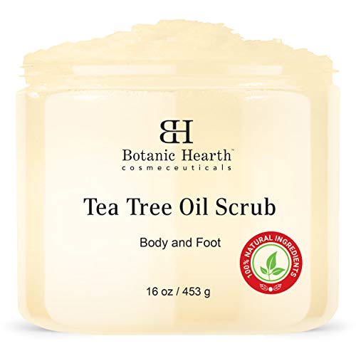Botanic Hearth Tea Tree Scrub for Body and Foot  100% Natural, Exfoliating Scrub Made with Pure Tea Tree Oil  Nourishes & Promotes Clear Skin, Great Gift Item - Economical Size - 16 oz