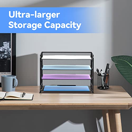 Supeasy Desktop File Organizer, Mesh File Organizer With 4 Letter Trays, Easy Installation, Desk Organizer For Office, School And Home Black #TOP4