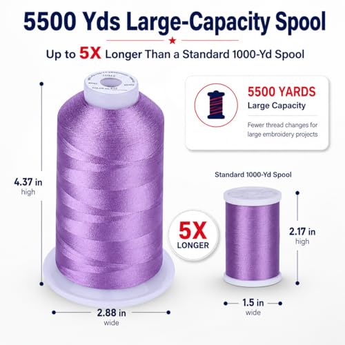 Image of Simthread Embroidery Machine Thread 5000M 40WT Polyester, Lilac 612 | 5000M 40WT polyester thread feeds smoothly for home or commercial embroidery projects.