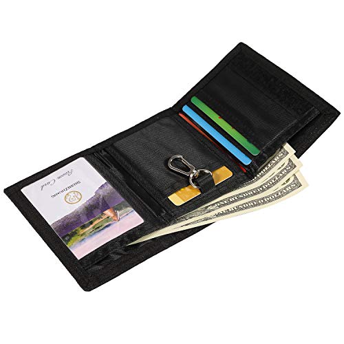 Image of AI-DEE RFID Trifold Canvas Outdoor Sports Wallet for Kids - Front Pocket Wallet with Magic Sticker (Red Big Five-pointed Star)